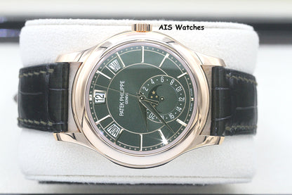 BNIB Patek Philippe Annual Calendar 5205R Rose Gold Green Dial Box & Papers