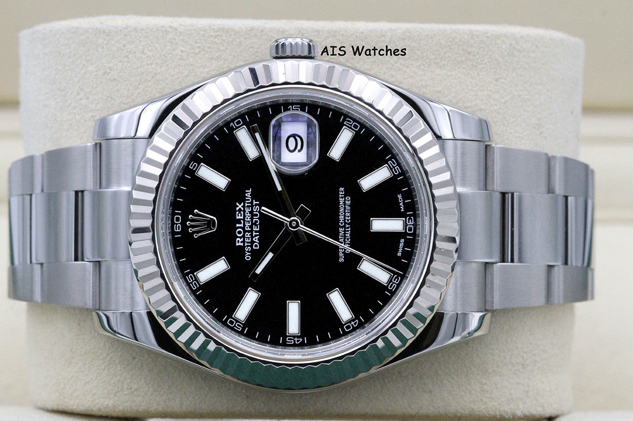 Rolex Datejust II 41MM 116334 Black Stick Dial Stainless Steel Box & Papers