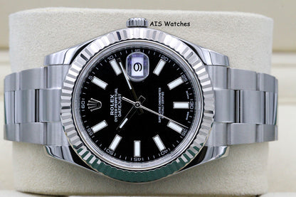 Rolex Datejust II 41MM 116334 Black Stick Dial Stainless Steel Box & Papers