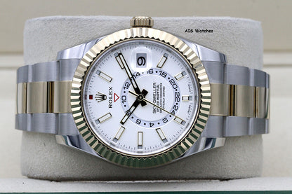 Rolex 326933 Sky-Dweller 18K Yellow Gold / SS Oyster White Dial BP