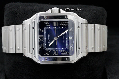 BNIB Cartier Santos De Cartier Large Steel WSSA0030 Blue Dial 39.8MM B&P