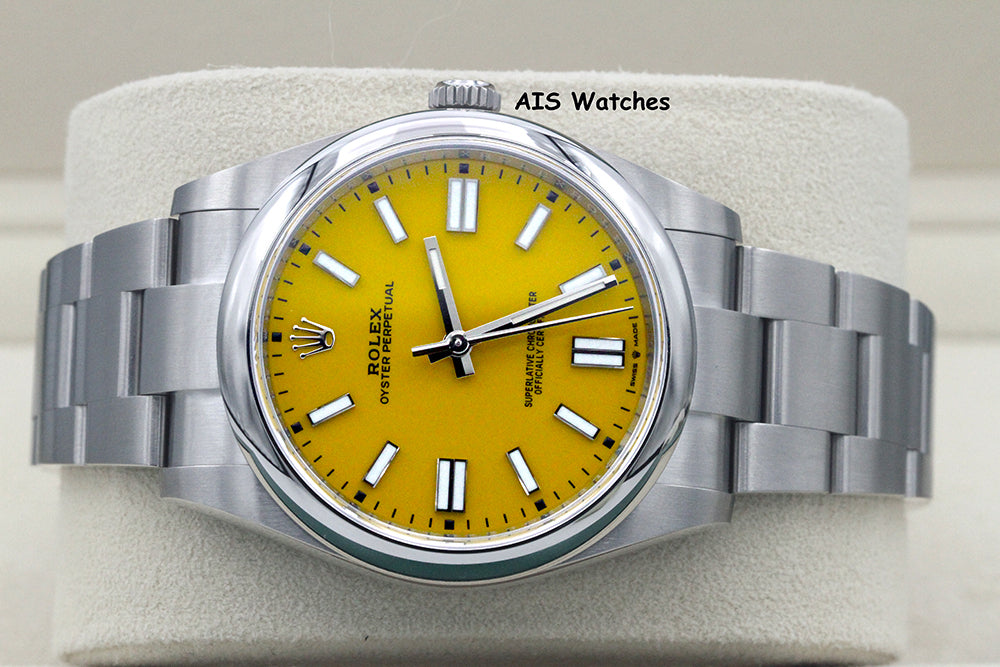 BNIB Rolex 124300 Oyster Perpetual 41 MM Yellow Dial Box & Papers