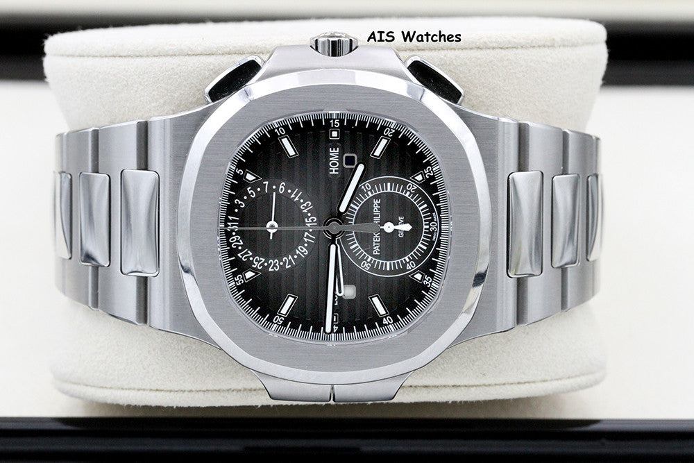 Patek Philippe Nautilus 5990/1A Chronograph Travel Time Grey Dial Box & Paper