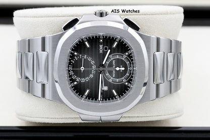 Patek Philippe Nautilus 5990/1A Chronograph Travel Time Grey Dial Box & Paper