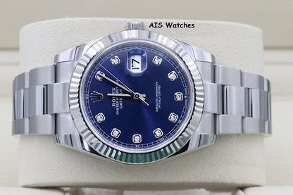BNIB Rolex Datejust 41MM 126334 Blue Diamond Dial Oyster Box & Papers