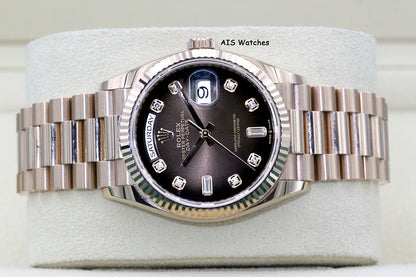 Rolex 128235 DayDate 36MM DD36 EverRose Gold Brown Ombré-Diamond Dial Box & Paper