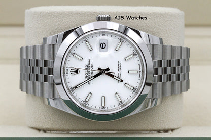 BNIB Rolex Datejust 41MM 126300 White Stick Dial Jubilee Bracelet B&P