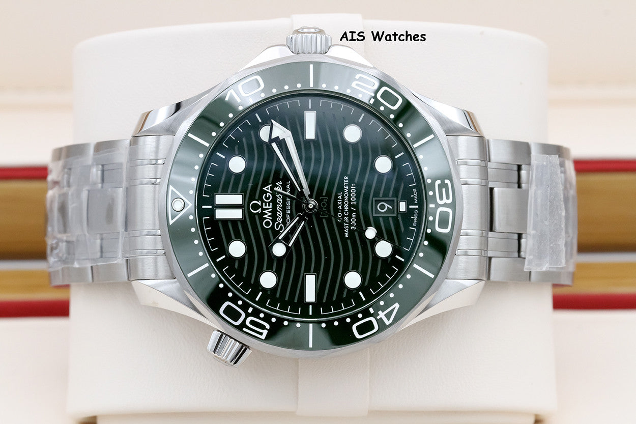 BNIB Omega Seamaster 300M SS 42MM Diver Green Wave Dial 210.30.42.20.10.001 BP