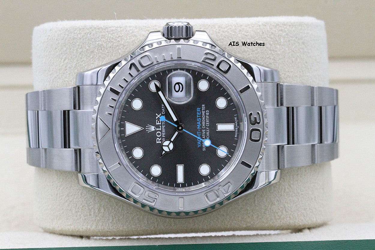 Rolex YachtMaster 116622 Dark Rhodium Dial Platinum Bezel 2018 Box & Papers
