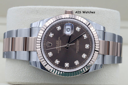 BNIB Rolex 126331 DateJust 41MM 18K RG / SS Chocolate Diamond Dial Oyster B&P