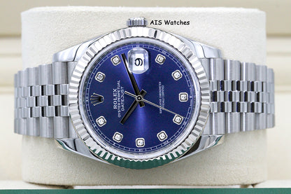 Rolex Datejust 41MM 126334 Blue Diamond Dial Jubilee Box & Paper