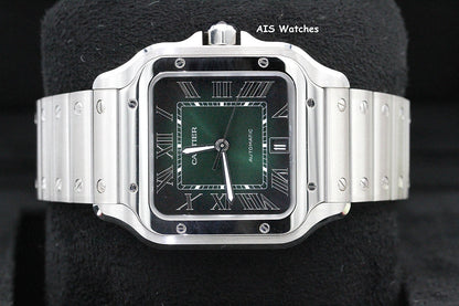BNIB Cartier Santos De Cartier Large Steel WSSA0062 Green Dial 39.8MM B&P