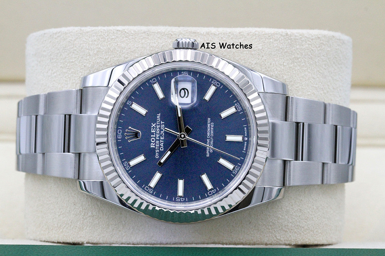 Rolex Datejust 41MM 126334 Blue Stick Dial Oyster Box & Papers