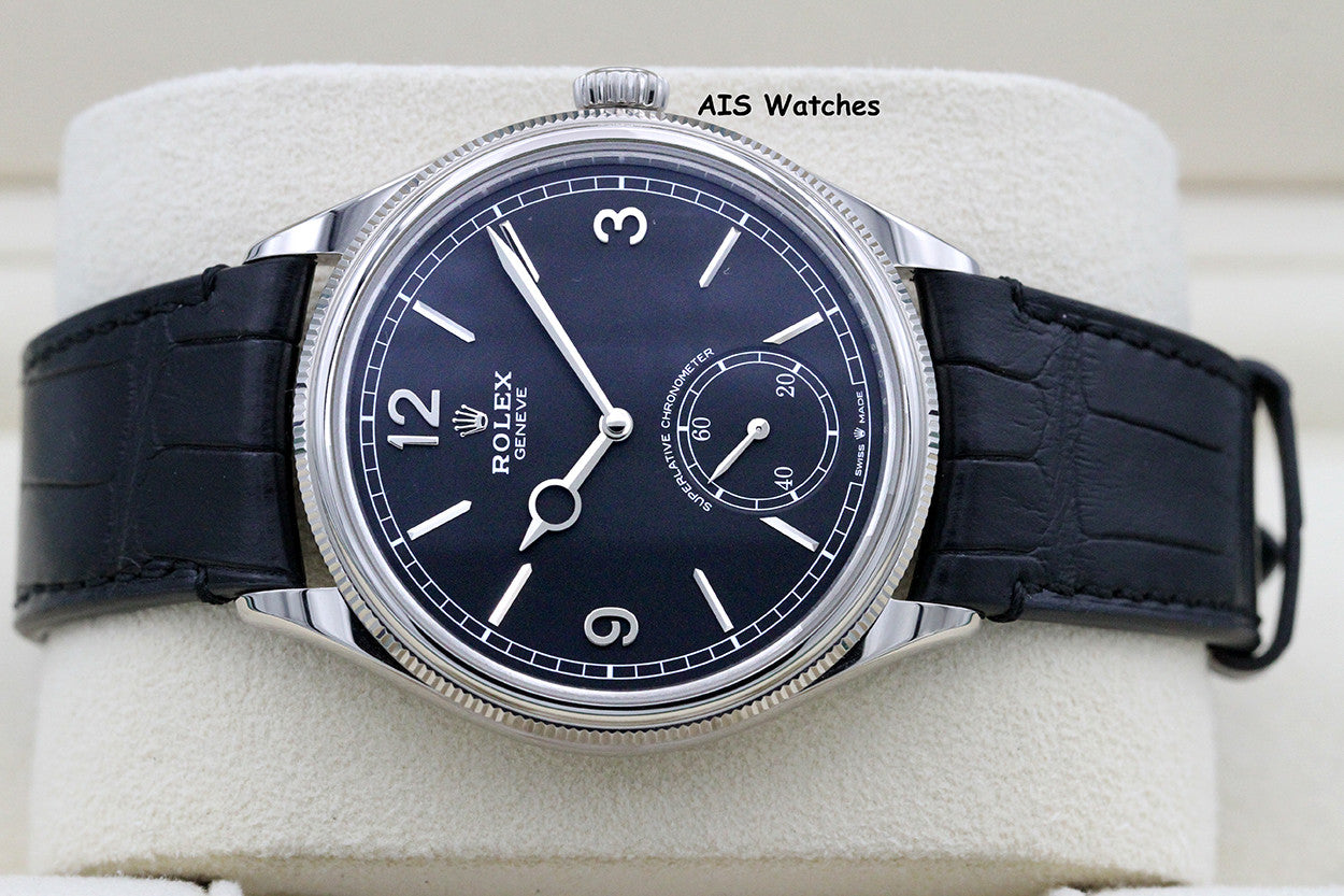 BNIB Rolex 52509 Perpetual 1908 18K White Gold Black Dial Leather Strap 39MM BP