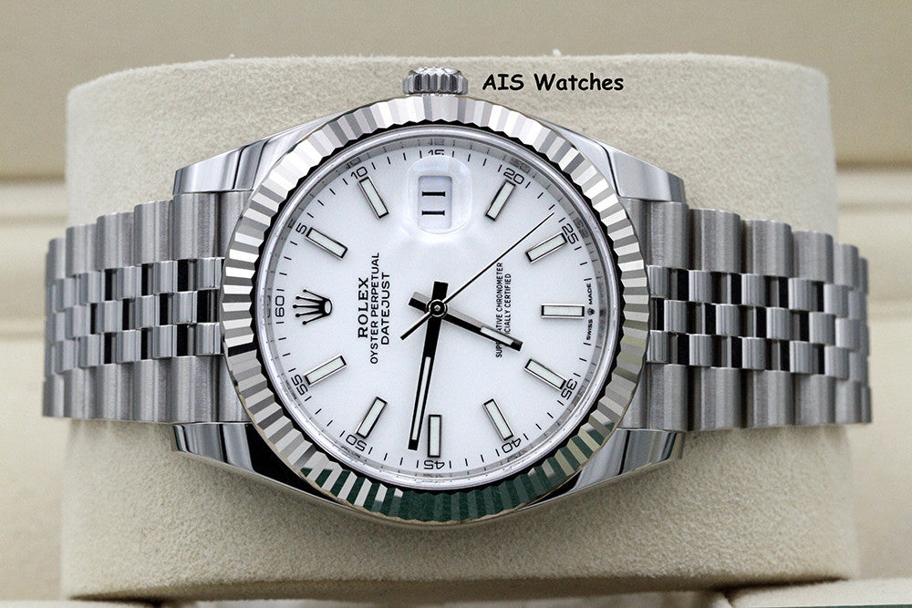 BNIB Rolex Datejust 41MM 126334 White Stick Dial Jubilee Box & Paper