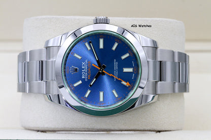Rolex Milgauss Z-BLUE 116400GV Green Crystal Blue Dial 2021 Box & Papers