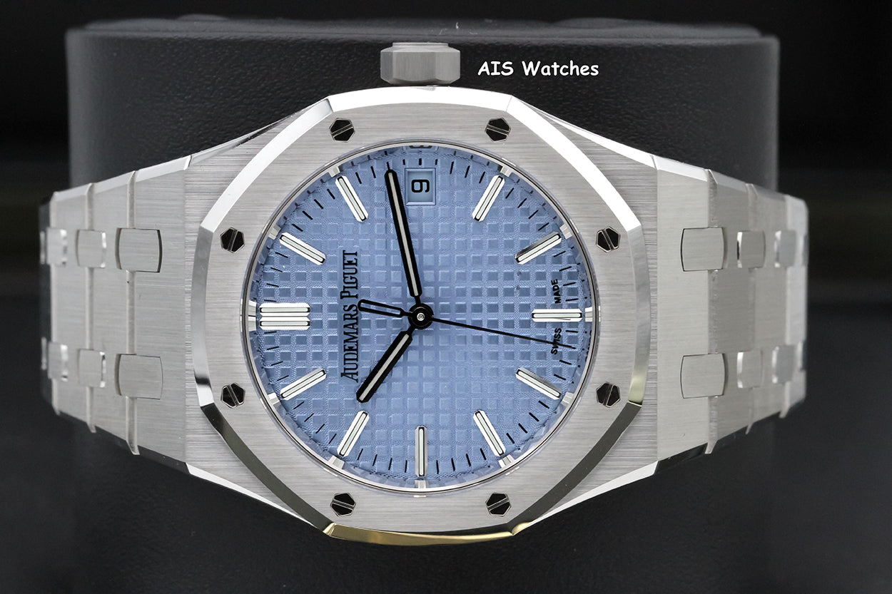 BNIB Audemars Piguet 15550ST Royal Oak Ice Blue Dial 37MM Box & Papers