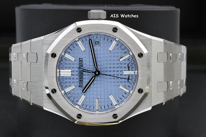 BNIB Audemars Piguet 15550ST Royal Oak Ice Blue Dial 37MM Box & Papers
