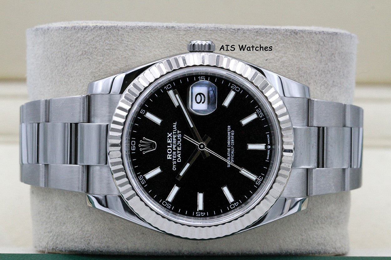 Rolex Datejust 41MM 126334 Black Stick Dial Oyster Box & Papers
