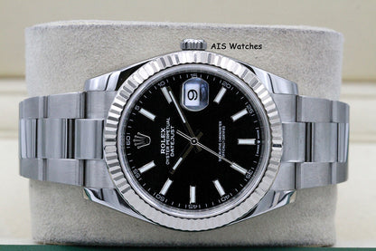 Rolex Datejust 41MM 126334 Black Stick Dial Oyster Box & Papers
