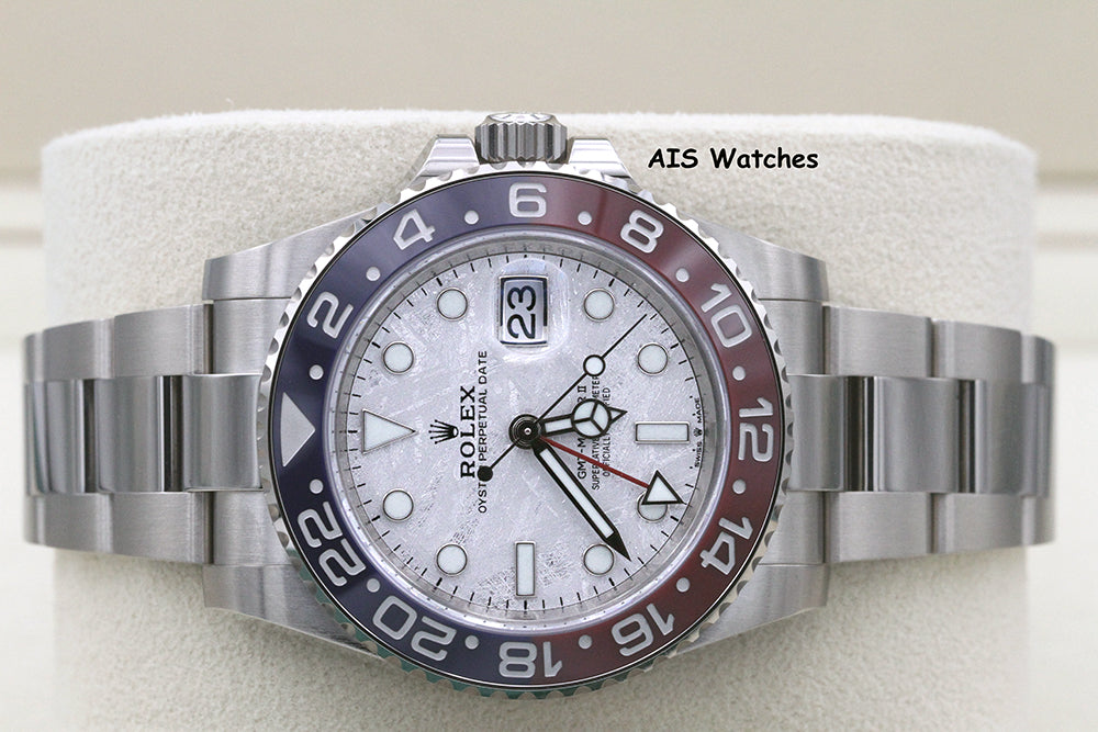 BNIB Rolex GMT-Master II 126719BLRO Meteorite Dial Pepsi 18K WG Box & Papers
