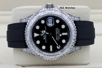 BNIB Rolex Yachtmaster 226679TBR Baguette Diamonds White Gold OysterFlex 42MM