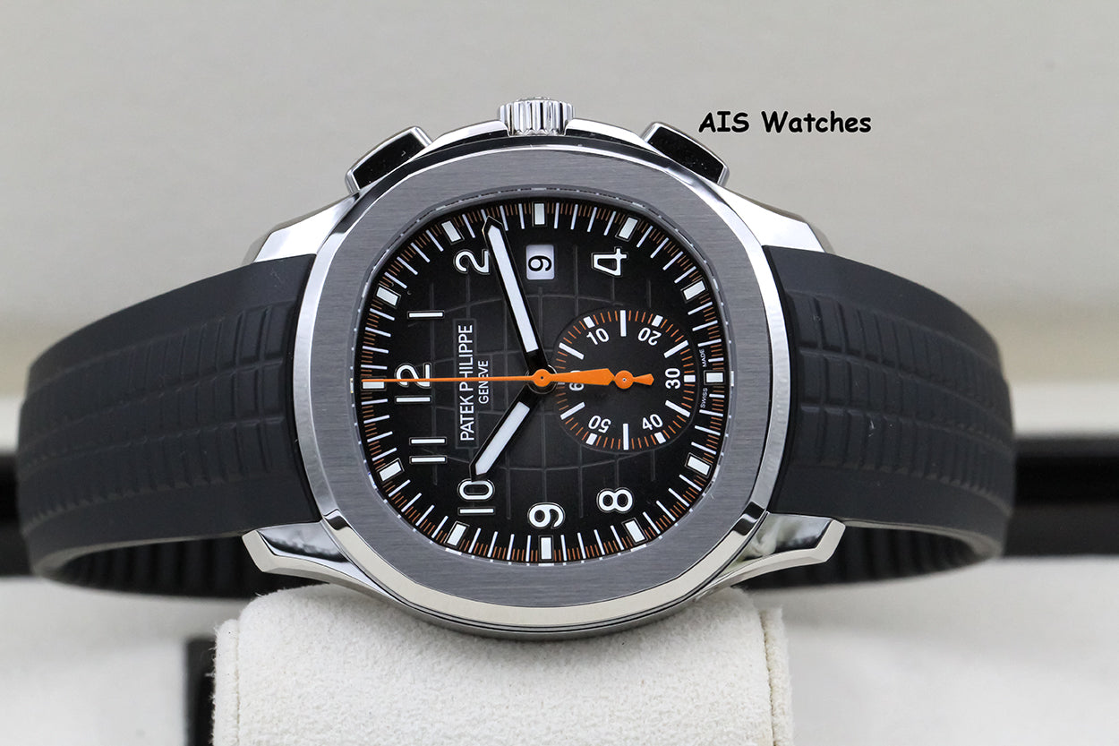 BNIB Patek Philippe 5968A Aquanaut Chronograph SS 42.2MM Orange/Black Strap B&P