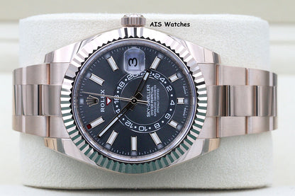Rolex 326935 Sky-Dweller 18K Rose Gold Rhodium Dial Box & Papers