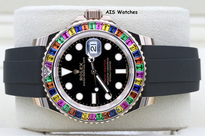 Rolex Yachtmaster 116695SATS Gem Set Bezel Everose Gold OysterFlex Strap B&P