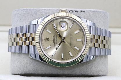 Rolex 126333 DateJust 41MM 18K YG/SS Champagne Stick Dial Jubilee Bracelet B&P