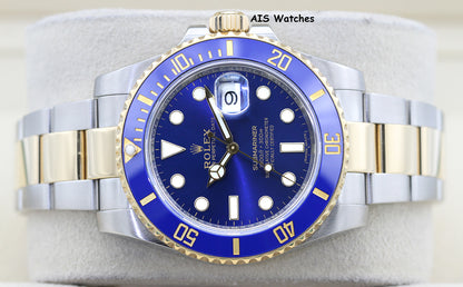 Rolex Submariner 18K YG/SS 116613LB SunBurst Blue Dial Ceramic 40MM 2018 B&P