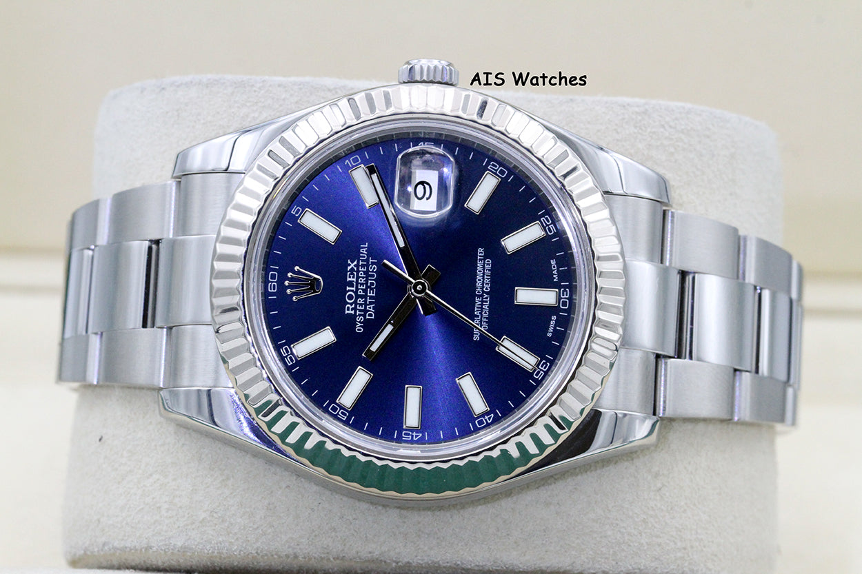 Rolex Datejust II 41MM 116334 Blue Stick Dial Stainless Steel 2015 Box & Papers
