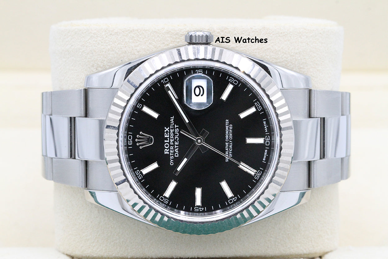 Rolex Datejust 41MM 126334 Black Stick Dial Oyster 2018 Box & Papers