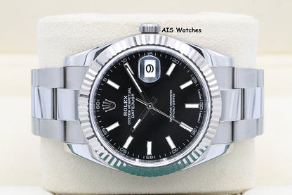 Rolex Datejust 41MM 126334 Black Stick Dial Oyster 2018 Box & Papers
