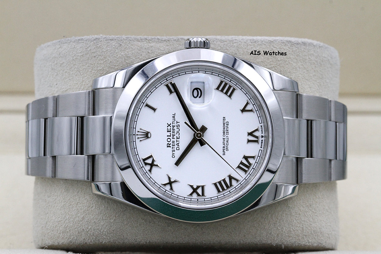 Rolex Datejust 41MM 126300 White Roman Dial Oyster Bracelet 2021 B&P