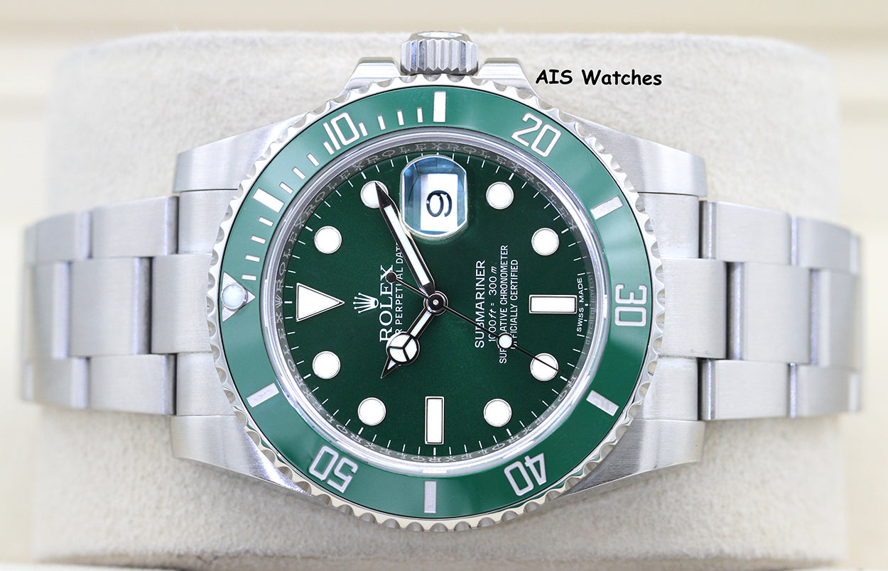 Rolex Submariner 116610LV HULK Green Dial and Ceramic Bezel 2016 Box & Paper