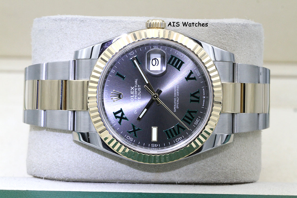Rolex 126333 DateJust 41MM 18K YG/SS Slate Roman Wimbeldon Dial Oyster B&P