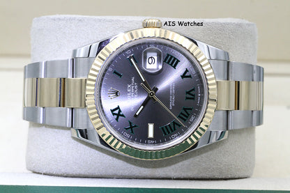 Rolex 126333 DateJust 41MM 18K YG/SS Slate Roman Wimbeldon Dial Oyster B&P