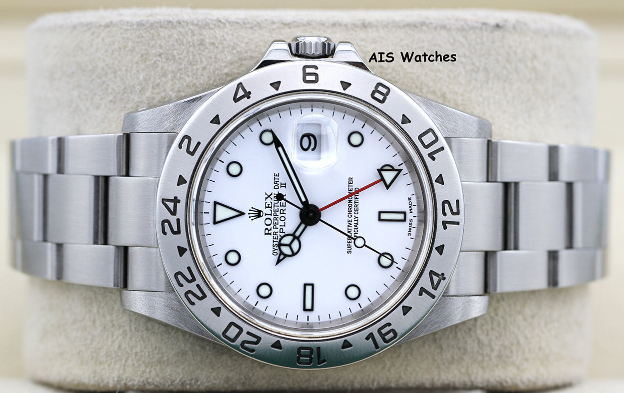 Rolex Explorer II 16570 Polar White Dial 40MM Y Serial Box & Papers