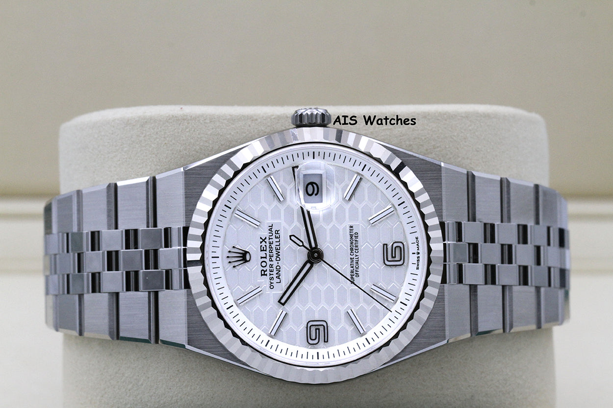 BNIB Rolex 127334 Land Dweller 40MM White Dial Stainless Steel Flat Jubilee B&P