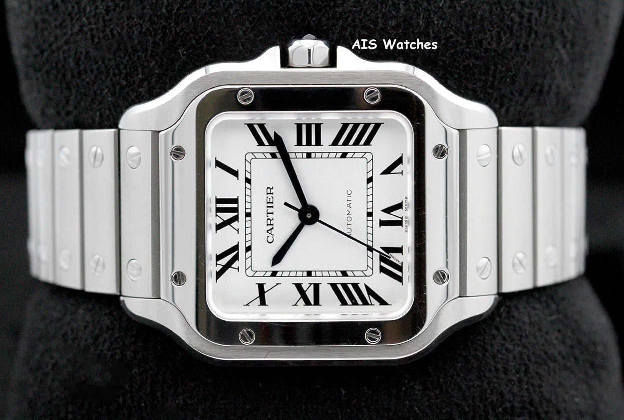 Cartier Santos De Cartier Medium Steel WSSA0029 Silver Dial 35.1MM Box & Papers