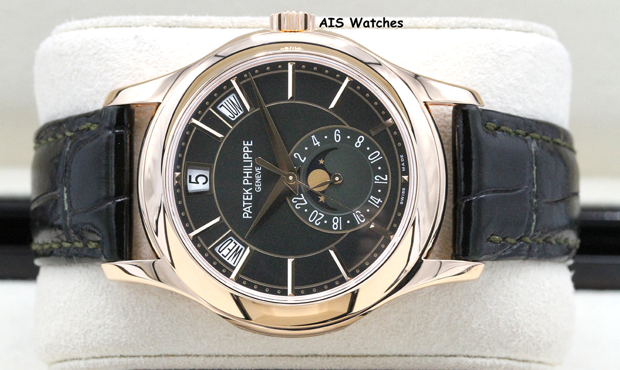 Patek Philippe Annual Calendar 5205R Rose Gold Green Dial Box & Papers