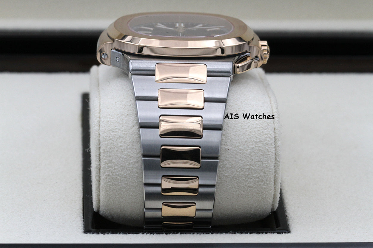 Patek Philippe Nautilus 5980/1AR Chronograph 18K Rose Gold / Stainless Steel Blue Dial Box & Papers