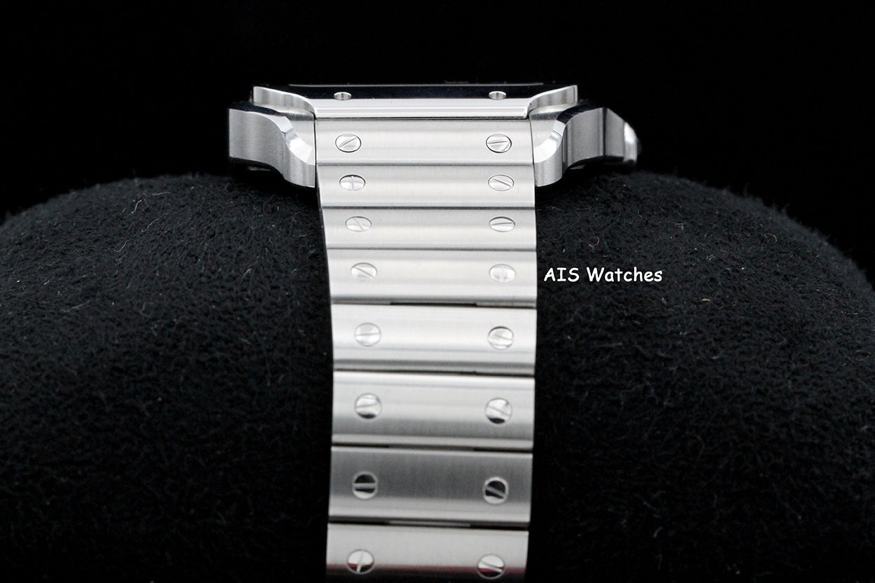 Cartier Santos De Cartier Large Steel WSSA0076 Dual Time GMT Grey Dial Box & Papers