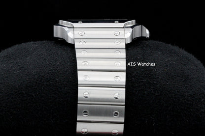 Cartier Santos De Cartier Large Steel WSSA0076 Dual Time GMT Grey Dial Box & Papers