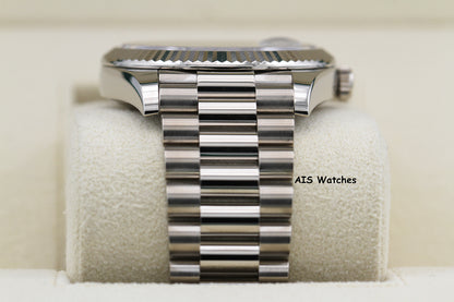 Rolex 228239 DayDate 40MM DD40 18K White Gold Olive Green Roman Dial B&P