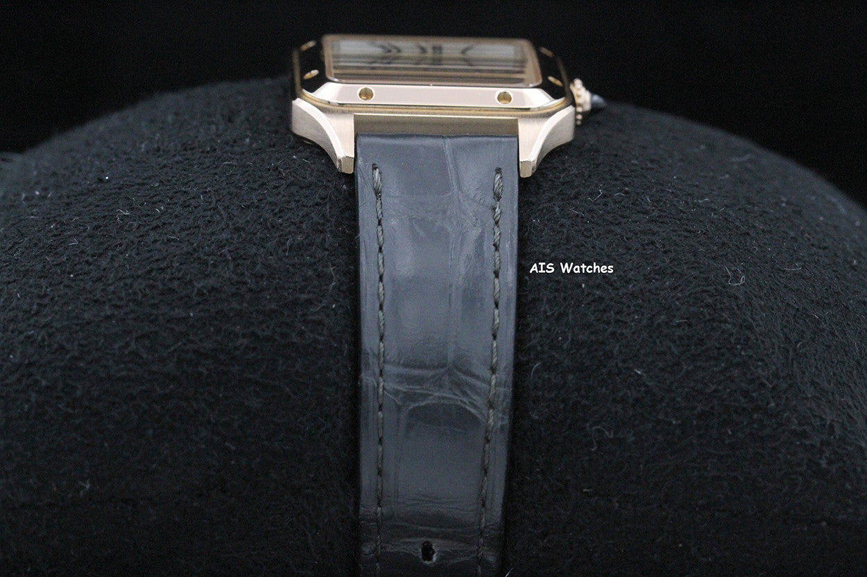 Cartier Santos Dumont Small WGSA0022 18K RG 38MM x 27.5MM Silver Dial Box & Paper
