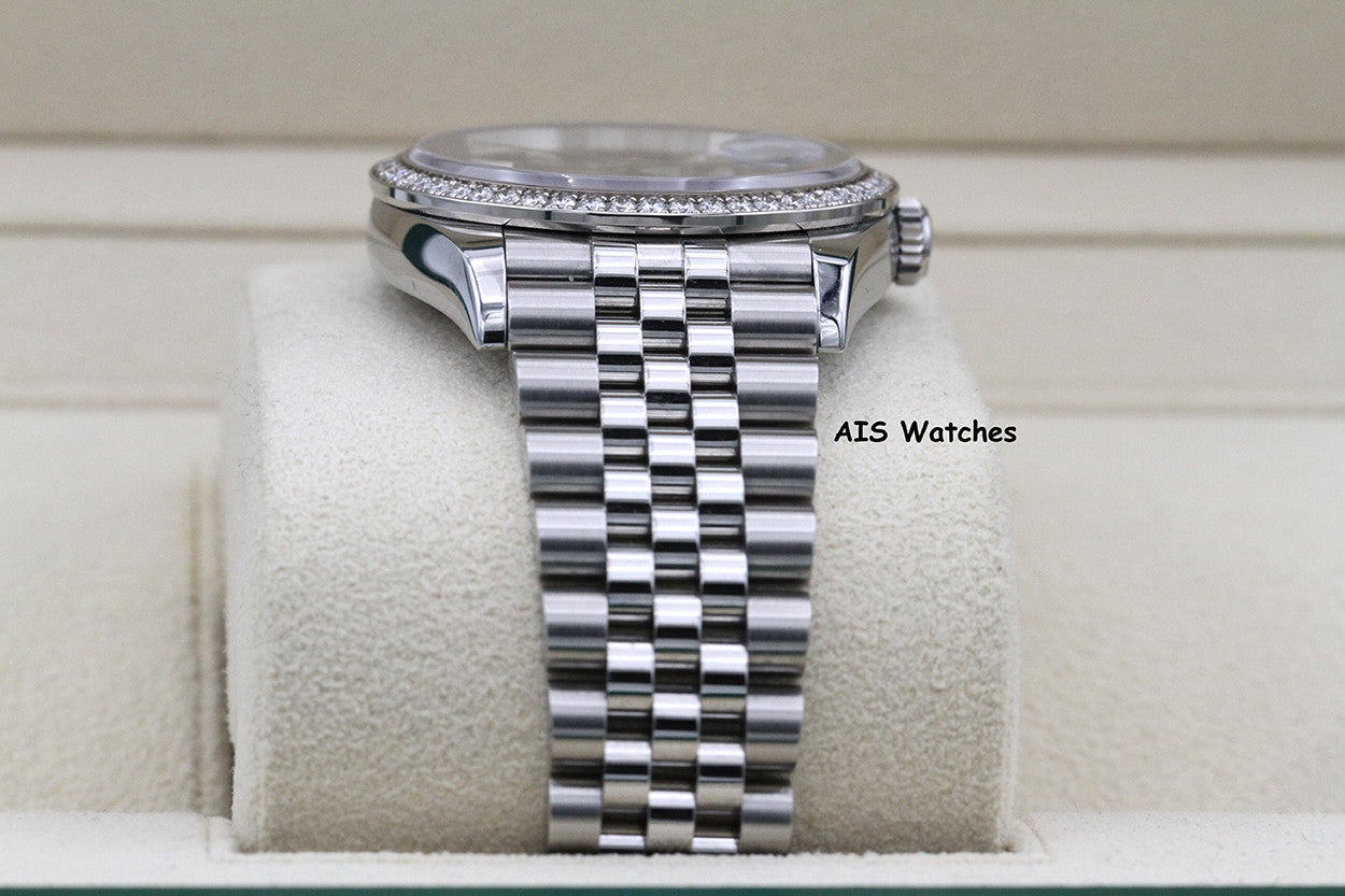 Rolex Datejust 36MM 126284RBR Diamond Bezel Jubilee Palm Green Dial B&P