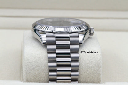 BNIB Rolex 228239 DayDate 40MM DD40 18K White Gold Olive Green Roman Dial B&P