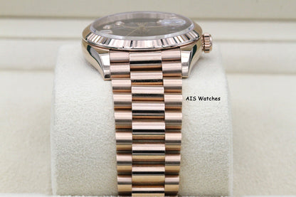 Rolex 128235 DayDate 36MM DD36 EverRose Gold Brown Ombré-Diamond Dial Box & Paper